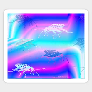 Neon Calosoma Beetles Freehand Drawing Sticker